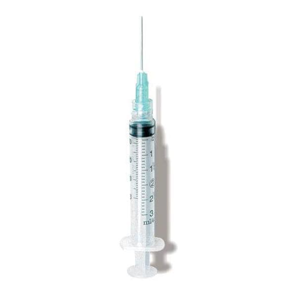 Hypodermic Syringe/Needle 20gx1" 3cc Yellow Conventional Low Dead Space 100/Bx