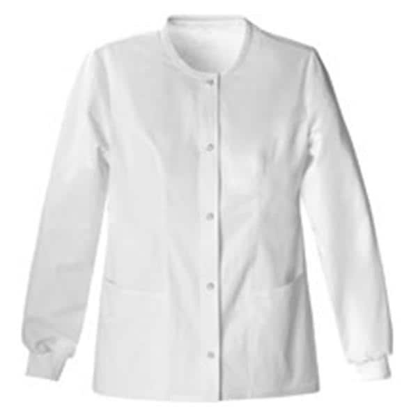 Luxe Warm-Up Jacket 3 Pkts Lng Slvs / Knit Cuff 27.5 in 2X Small Wht Womens Ea