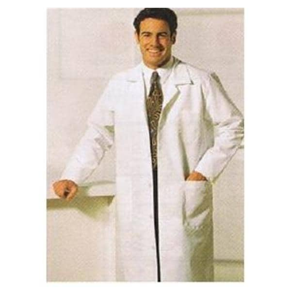 Lab Coat 4 Pockets Long Sleeves 39 in White Mens Ea