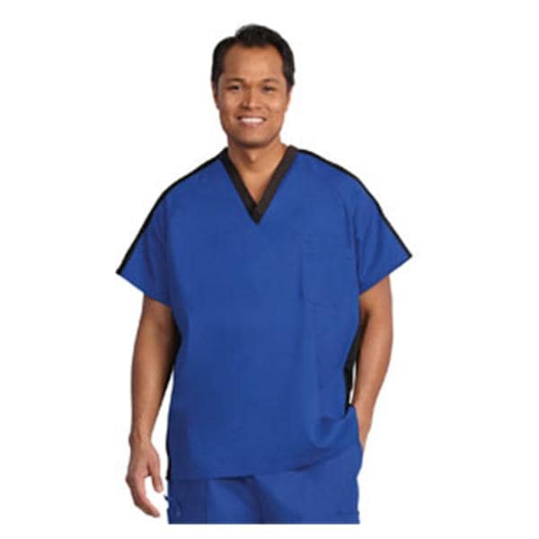 Fashion Seal Scrub Shirt 1 Pocket Large Cobalt Blue / Black Unisex Ea