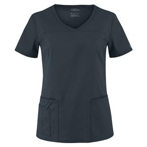 Core Stretch Scrub Shirt V-Neck 3 Pockets Short Sleeves 2X Small Pwtr Womens Ea