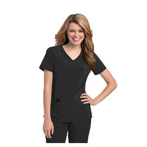 Urbane Scrub Shirt V-Neck 4X Large Black Womens Ea