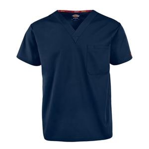 Dickies Scrub Shirt V-Neck 1 Pocket Short Sleeves X-Large Navy Unisex Ea