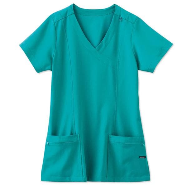 Jockey Scrub Shirt V-Neck 5 Pockets Short Sleeves Small Teal Womens Ea