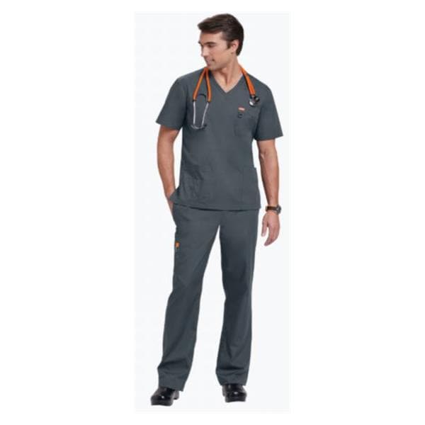 Orange Standard Scrub Shirt 2 Pockets Short Sleeves X-Small Charcoal Unisex Ea