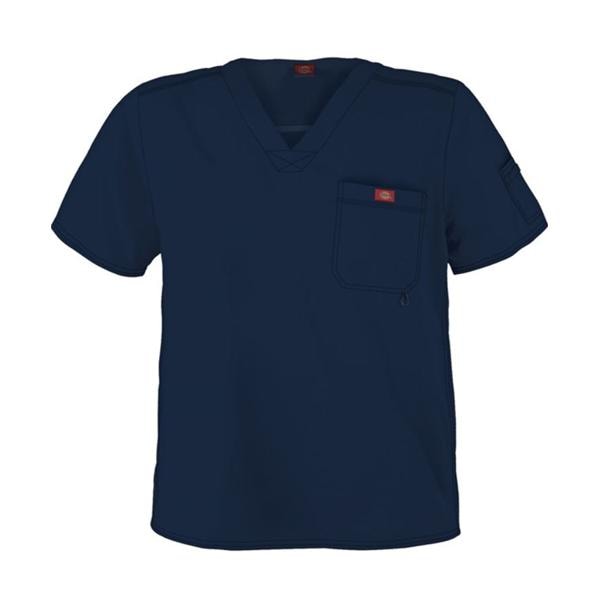 Scrub Shirt V-Neck 1 Pocket Short Sleeves Small Navy Mens Ea