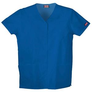 Cherokee Workwear Scrub Shirt V-Neck Short Sleeves Small Royal Womens Ea