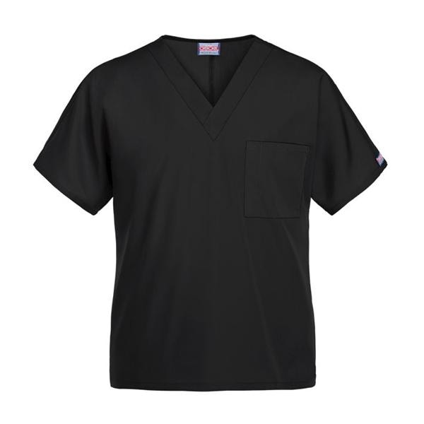 Cherokee Scrub Shirt V-Neck 1 Pocket Short Sleeves 2X Large Black Unisex Ea