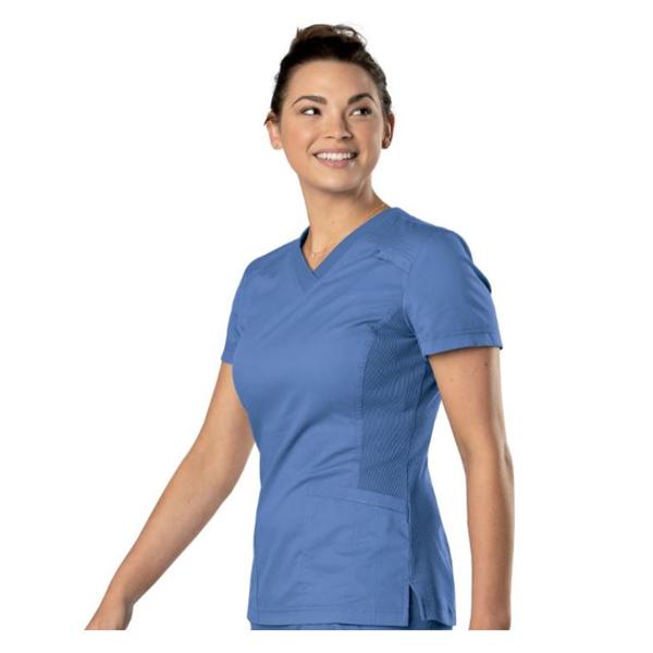 Scrub Shirt V-Neck 1 Pocket Short Sleeves Large Ceil Blue Unisex Ea