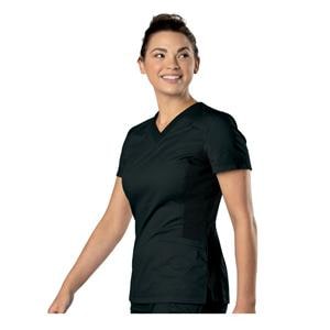 Scrub Shirt V-Neck 1 Pocket Short Sleeves 3X Large Black Unisex Ea