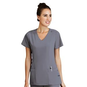 Scrub Shirt V-Neck Short Sleeves X-Small Pewter Womens Ea