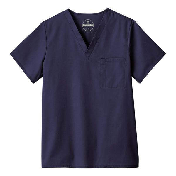 Scrub Shirt V-Neck 1 Pocket Set-In Sleeves 2X Large Navy Unisex Ea