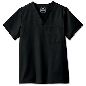 Scrub Shirt Poly/Ctn V-Neck 1 Pocket Set-In Sleeves Large Black Unisex Ea