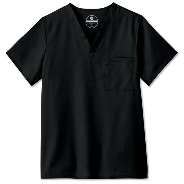 Scrub Shirt Poly/Ctn V-Neck 1 Pocket Set-In Sleeves Large Black Unisex Ea