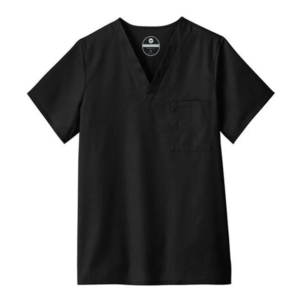 Scrub Shirt V-Neck 1 Pocket Set-In Sleeves X-Small Black Unisex Ea