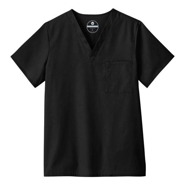 Scrub Shirt V-Neck 1 Pocket Set-In Sleeves 5X Large Black Unisex Ea