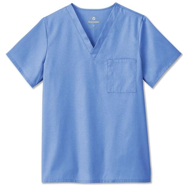 Scrub Shirt V-Neck 1 Pocket Set-In Sleeves Medium Ceil Blue Unisex Ea