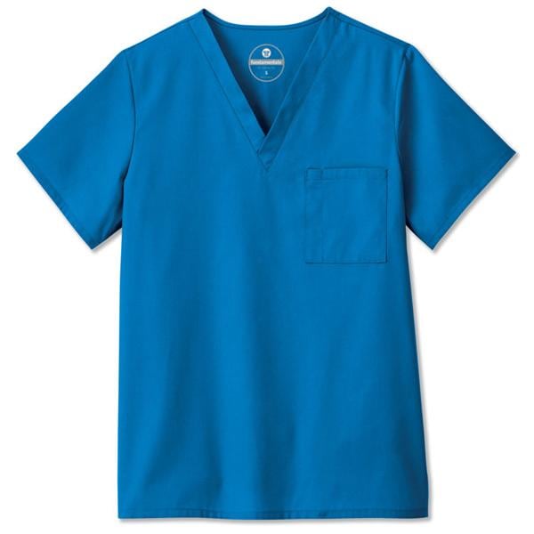 Scrub Shirt V-Neck 1 Pocket Set-In Sleeves Large Royal Blue Unisex Ea