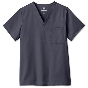 Scrub Shirt V-Neck 1 Pocket Set-In Sleeves Small Charcoal Unisex Ea