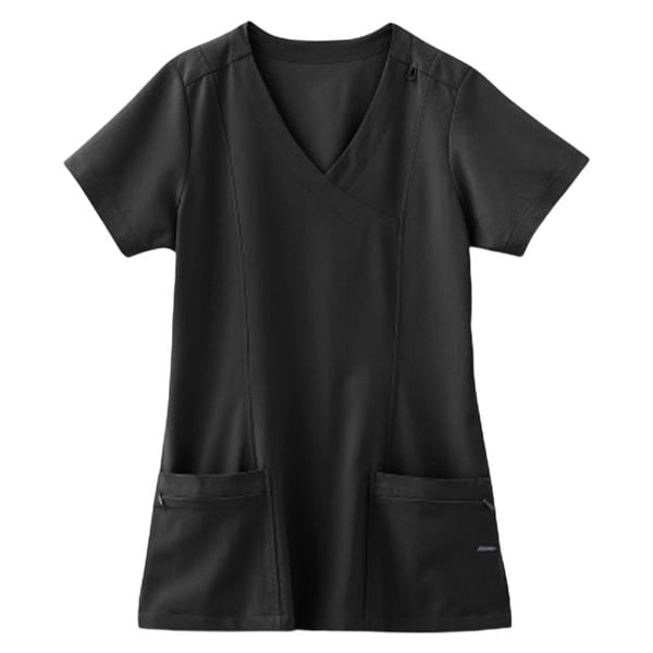 Jockey Scrub Shirt Mock Wrap V-Neck 2 Pkts Short Sleeves 2X Large blck Womens Ea