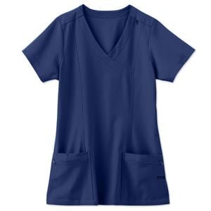 Jockey Scrub Shirt Mock Wrap V-Neck 2 Pockets Short Sleeves Large Navy Womens Ea