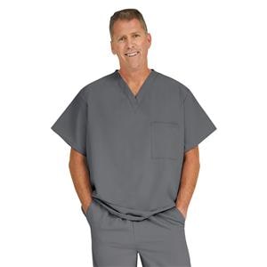 Fifth Ave Scrub Shirt 1 Pocket Short Sleeves Medium Charcoal Unisex Ea