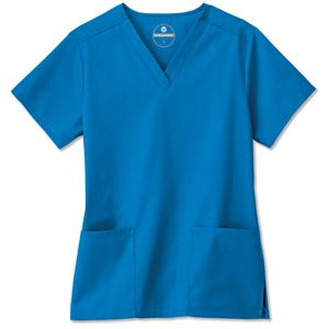 Fundamentals Scrub Shirt Poly/Ctn V-Nck 2 Pkts StIn Slv Medium Ryl Bl Womens Ea