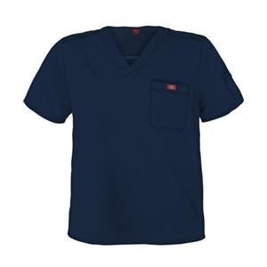 Dickies Scrub Shirt Short Sleeves 4X Large Navy Ea