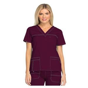 Dickies Scrub Shirt Short Sleeves 4X Large Wine Ea