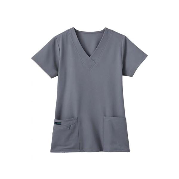 Scrub Top V-Neck 3 Pockets Small Pewter Womens Ea