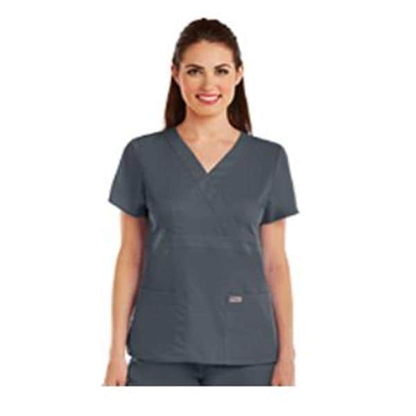 Greys Anatomy Scrub Top Cross-Over Neck 3 Pockets X-Small Granite Womens Ea