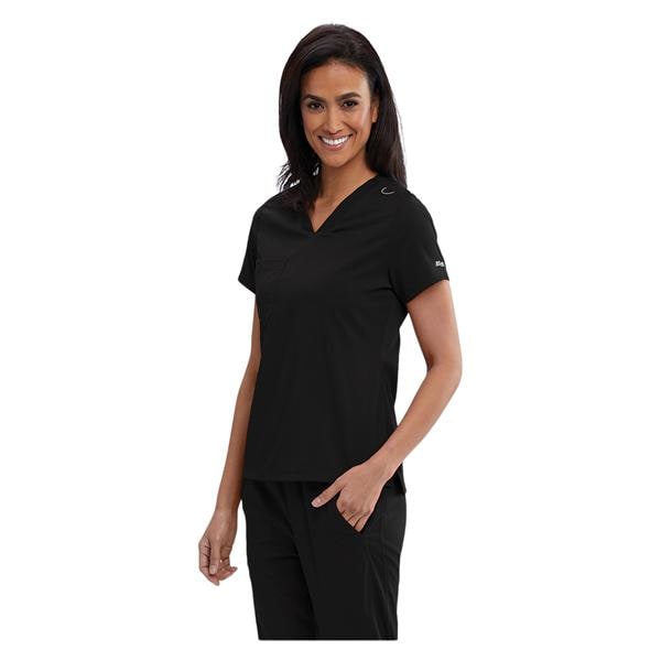 Greys Anatomy Scrub Top V-Neck 1 Pocket Short Sleeves X-Small Black Womens Ea