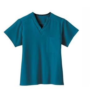 Scrub Top V-Neck 1 Pocket Large Caribbean Blue Unisex Ea