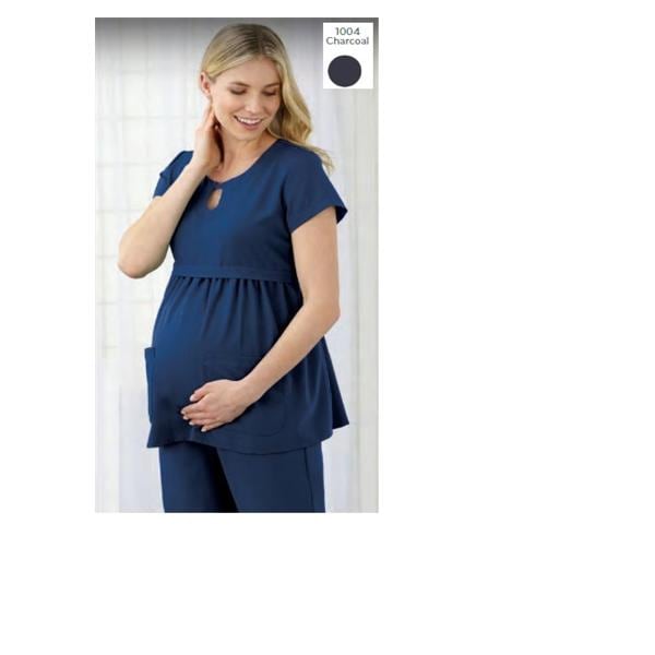 Maternity Scrub Top Keyhole Neckline 2 Pockets 2X Large Charcoal Womens Ea