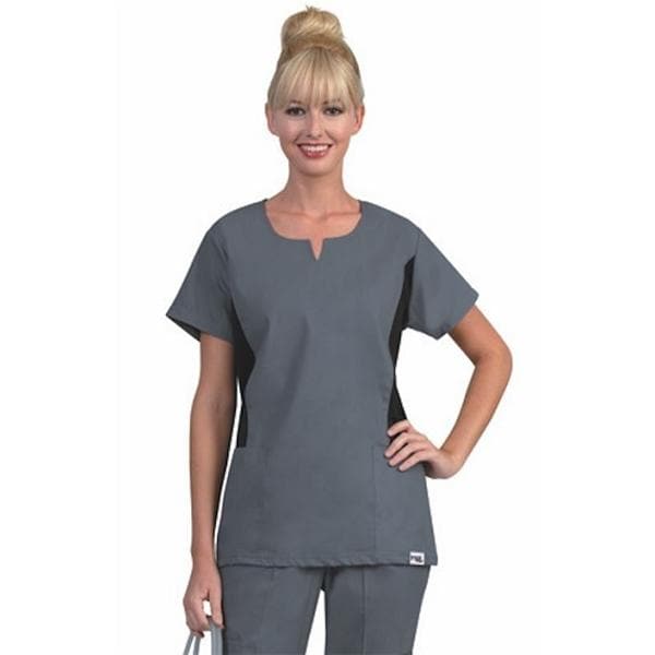 SimplySoft Scrub Top Notch Neckline X-Large Pewter Womens Ea