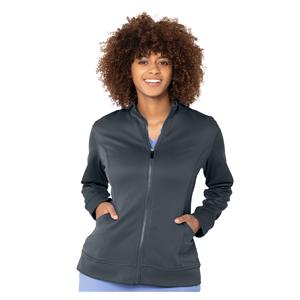 Urbane Warm-Up Jacket 3 Pockets Long Sleeves Small Gray Womens Ea