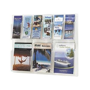 Wall Literature Display 3 Magazine Pockets / 3 Pamphlet Pockets Clear 22.5x30 Ea