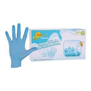BeeSure Naturals Glacier Nitrile Exam Gloves X-Small Blue Non-Sterile
