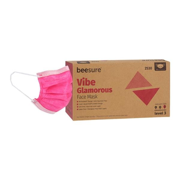 BeeSure Vibe Mask ASTM Level 3 Pink 50/Bx
