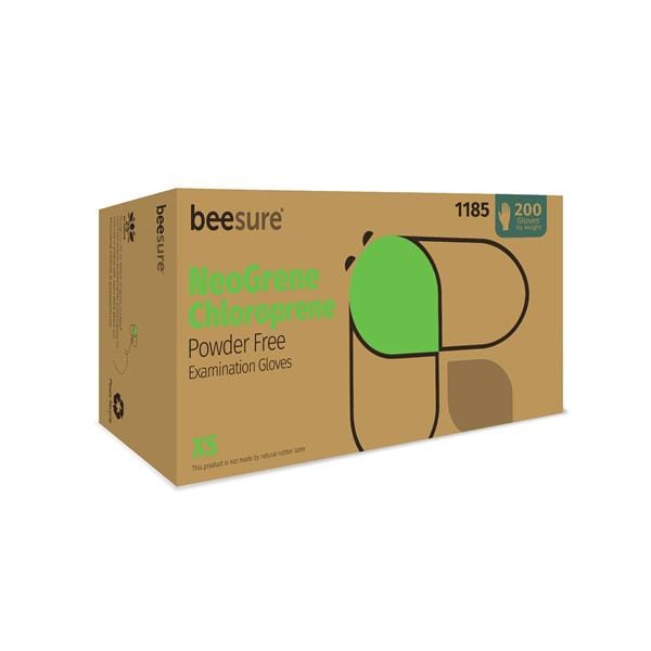 BeeSure NeoGrene Chloroprene Exam Gloves X-Small Green Non-Sterile