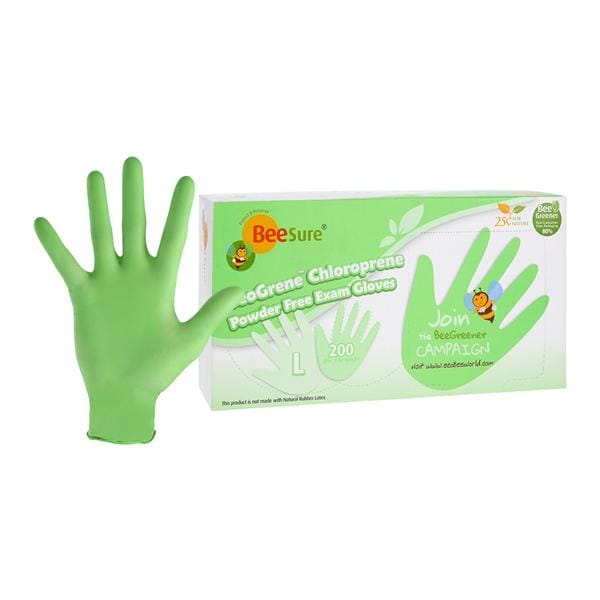 BeeSure NeoGrene Chloroprene Exam Gloves Large Green Non-Sterile