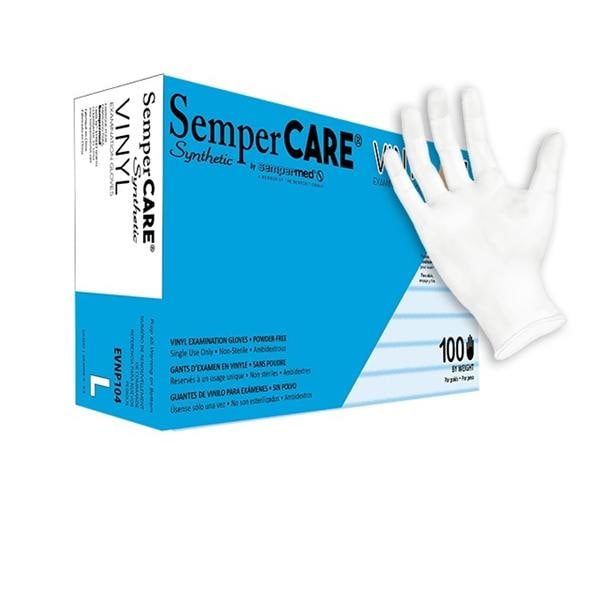 Sempermed Vinyl Exam Gloves Large Clear Non-Sterile, 10 BX/CA