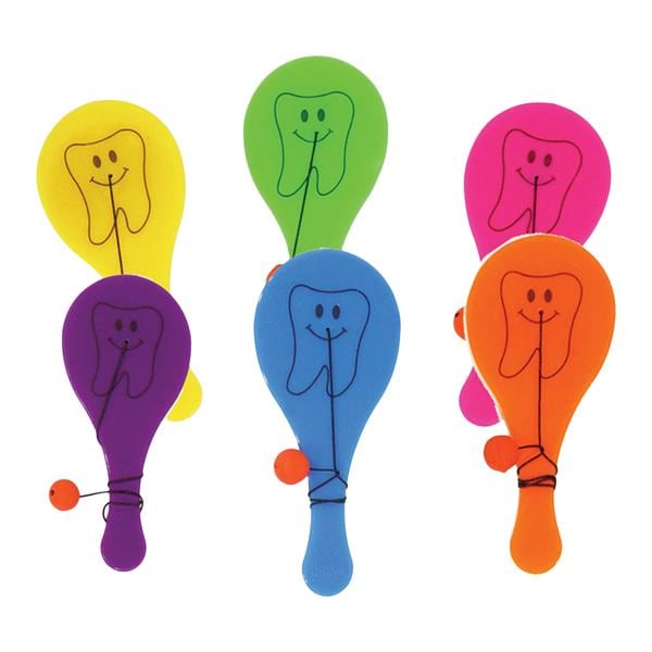 Toy Mini Paddleball Tooth Assorted Colors 48/Bg