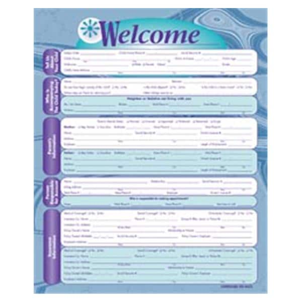 Registration Forms Bl/Wht Wv Lns 2 Sd English Bl/Wht 8.5"x11" Chld 100/Pk