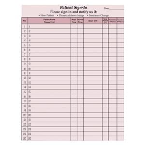 HIPAA Privacy Sign In Sheet 8.5 in x 11 in Burgundy 125/Pk