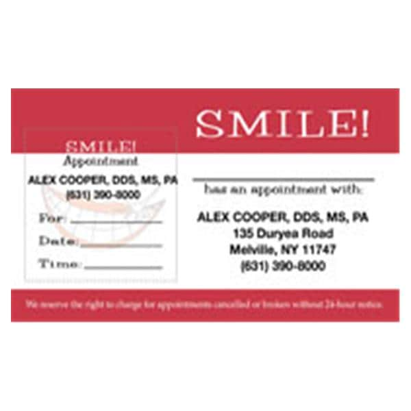 Peel N Stick Appointment Card Smile 500/Bx