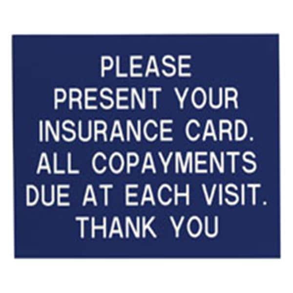 Formatted Wall Sign Insurance Card Plastic Ea