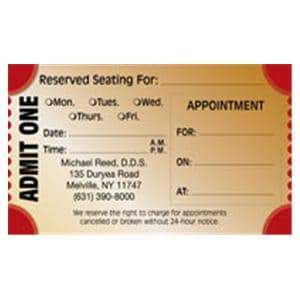 Peel N Stick Appointment Card Admit One Red 500/Bx