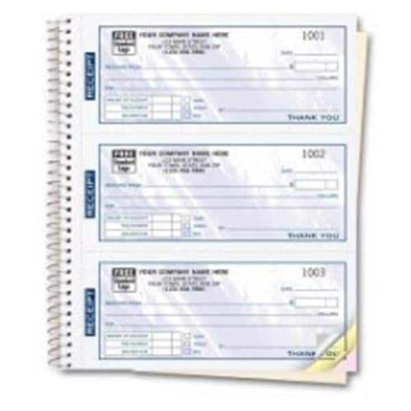 Receipt Book Imprinted 3-Part Assorted 4Pads/Pk