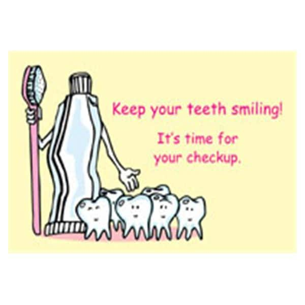 Imprinted Recall Cards Keep Teeth Smiling 4 in x 6 in 250/Pk